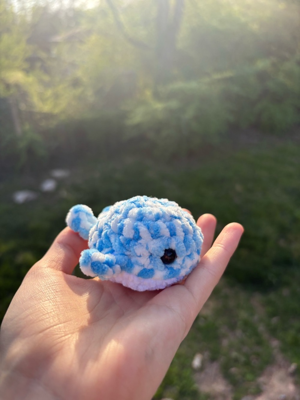 Blue Raspberry Whale Plush Handmade Crochet - Mini Whale Gift Crochet Animal